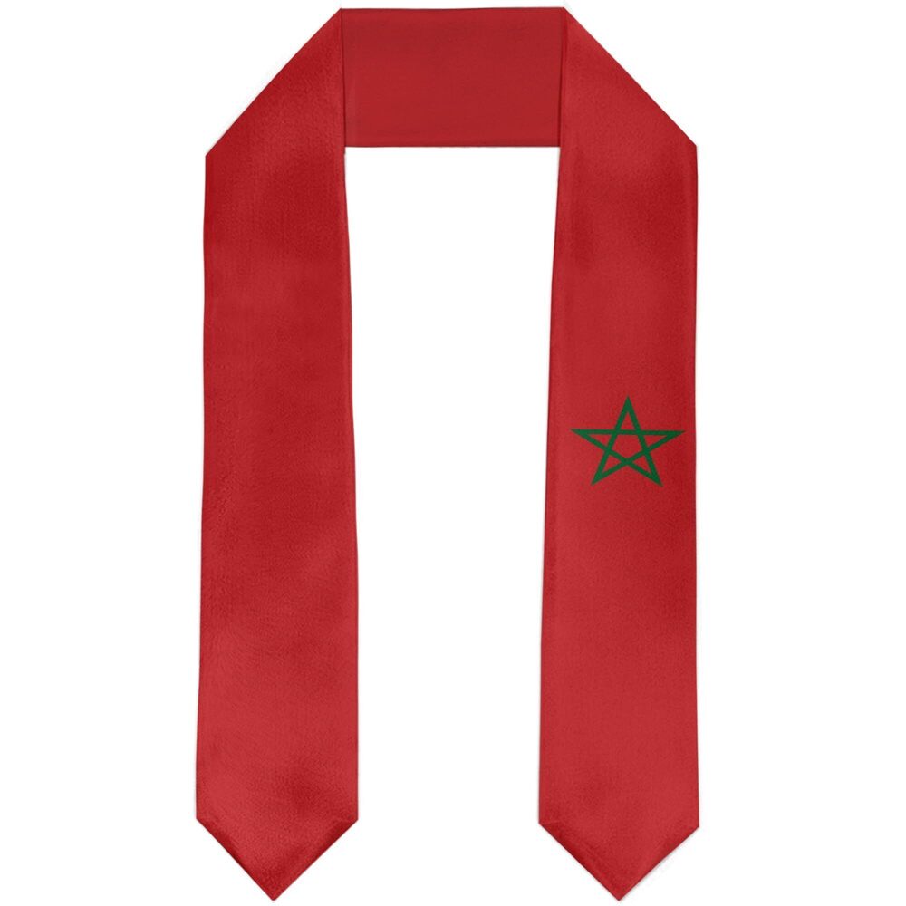 5235 Morocco Flag Graduation Stole Satin Sash Scarf for Study Aboard